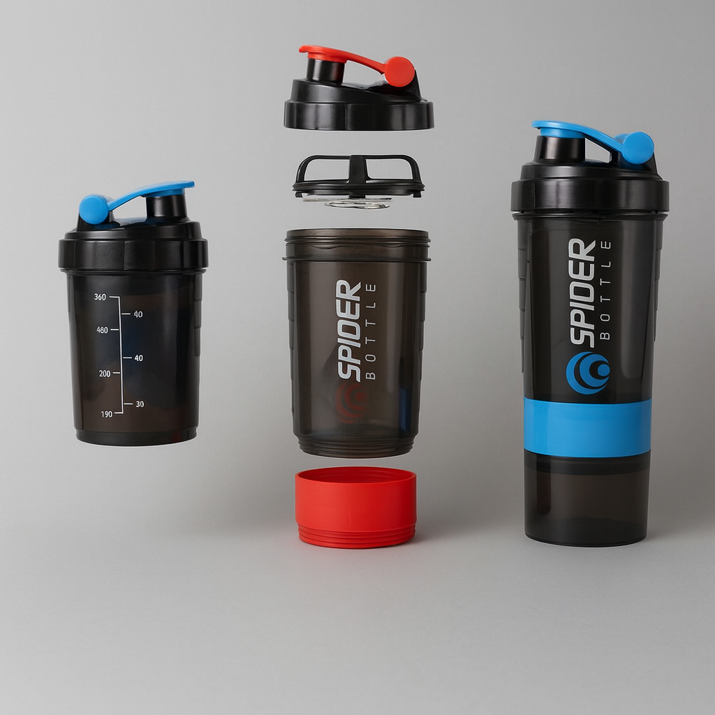 Shaker Spider Bottle – Nutrition, Hydratation, Organisation